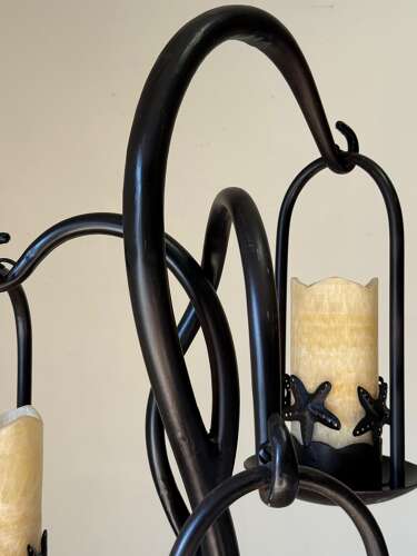 C1970 A Wonderful French Iron Floor Lamp with Alabaster Shades