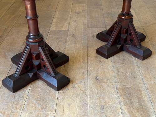 C1880 A Pair of English Gothic Pine Drinks Tables
