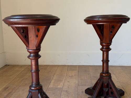 C1880 A Pair of English Gothic Pine Drinks Tables