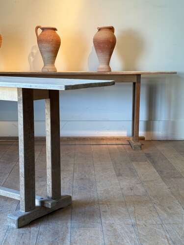 C1950 A Pair of French Oak Shallow Pine Topped Console Tables