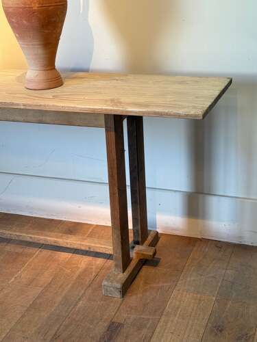 C1950 A Pair of French Oak Shallow Pine Topped Console Tables