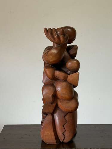 C1960 A Spanish Abstract Mid Century Figural Wooden Sculpture