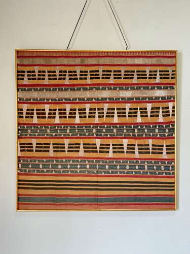 C1970 A Wonderful Framed Indonesian Silk Tapis Vintage Textile