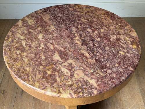 C1830 A Rare French Walnut Gueridon with Great Marble Top
