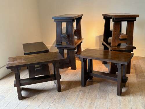 C1970 A Group of Chic French Pine Side Tables - Sold Separately