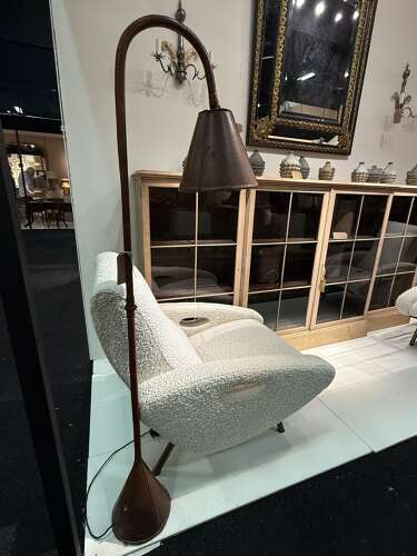 C1960 An Iconic Leather Floor Lamp by Jacques Adnet for Valenti