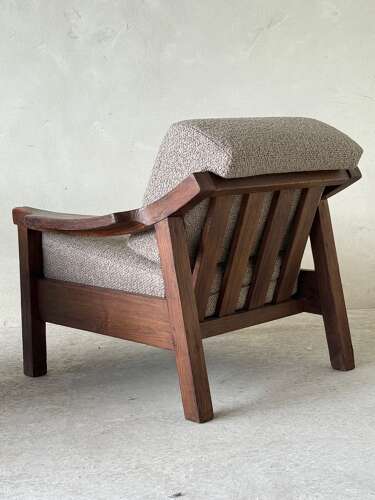 C1960 A Rare Pair of Spanish Easy Chairs in Stained Pine by Biosca