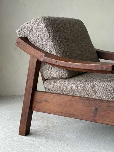 C1960 A Rare Pair of Spanish Easy Chairs in Stained Pine by Biosca
