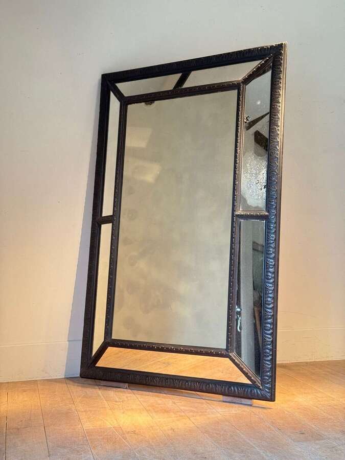 C1850 A French Segmented Oak Cushion Mirror
