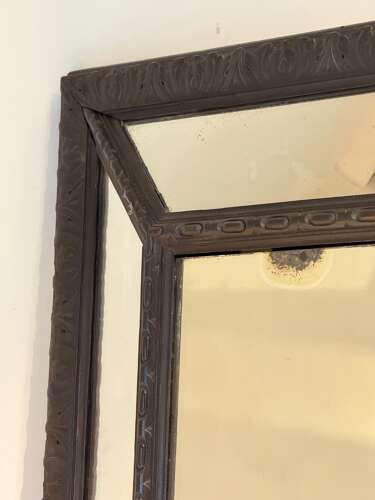 C1850 A French Segmented Oak Cushion Mirror