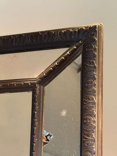 C1850 A French Segmented Oak Cushion Mirror