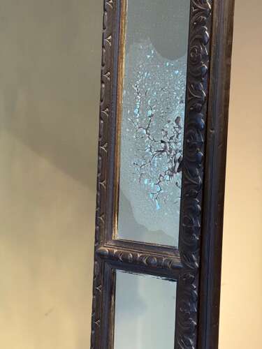 C1850 A French Segmented Oak Cushion Mirror