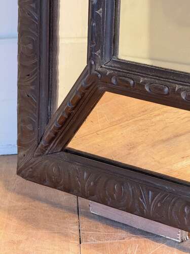 C1850 A French Segmented Oak Cushion Mirror