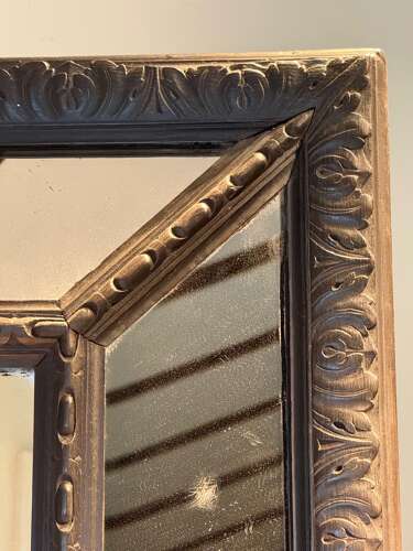 C1850 A French Segmented Oak Cushion Mirror