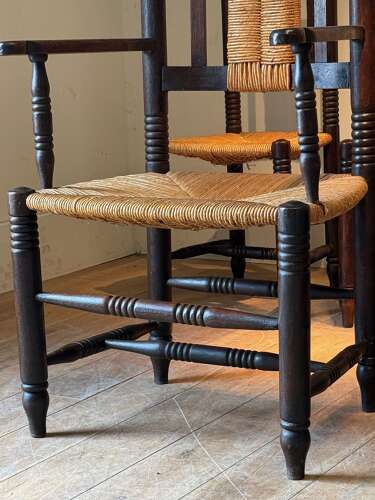 C1940 A Set Of 6 French Dudouyt Style Oak Dining Chairs