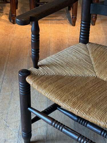 C1940 A Set Of 6 French Dudouyt Style Oak Dining Chairs