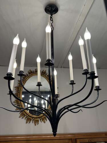 C1960 An Unusual French Iron 10 Arm Chandelier