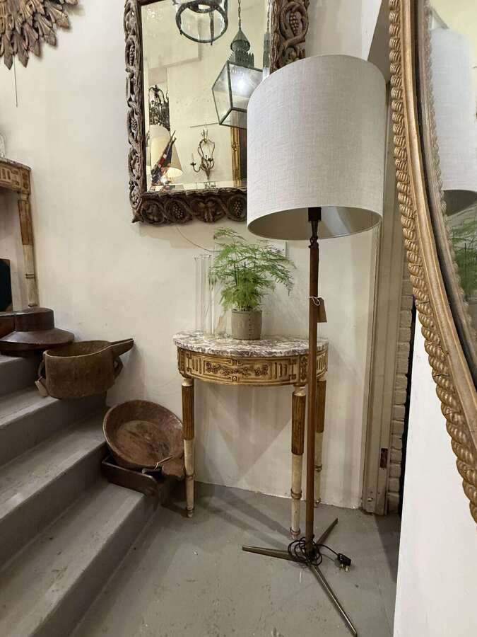 C1960 An Italian Brass & Leather Telescopic Floor Lamp By Gino Sarfatti