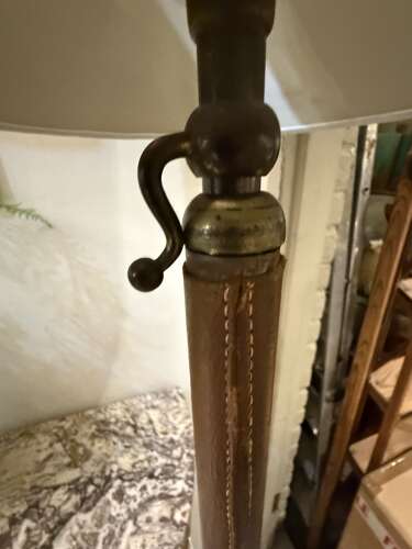 C1960 An Italian Brass & Leather Telescopic Floor Lamp By Gino Sarfatti