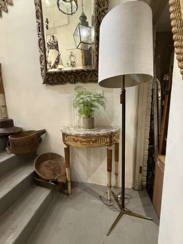 C1960 An Italian Brass & Leather Telescopic Floor Lamp By Gino Sarfatti