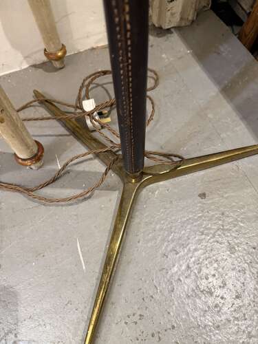 C1960 An Italian Brass & Leather Telescopic Floor Lamp By Gino Sarfatti