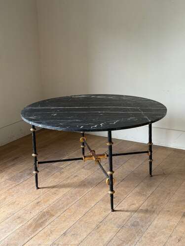 C1960 A Spanish Iron & Gilt Iron Marble Top Gueridon