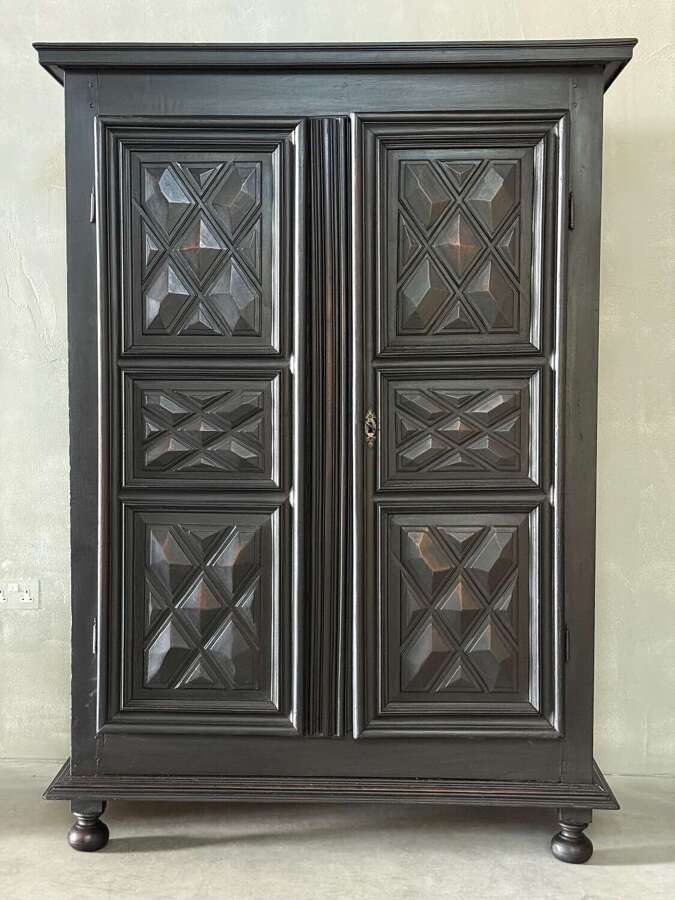 C1770 A French Carved Geometric 2 Door Walnut Armour
