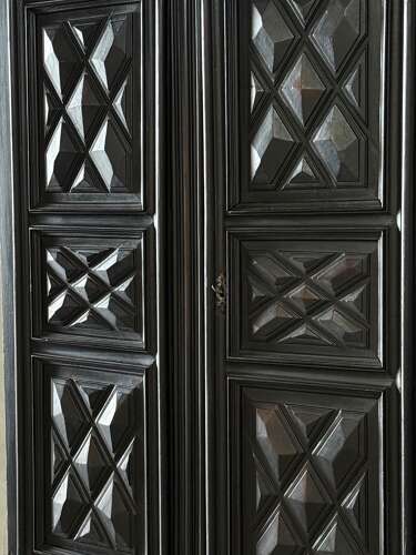 C1770 A French Carved Geometric 2 Door Walnut Armour