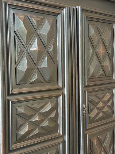 C1770 A French Carved Geometric 2 Door Walnut Armour