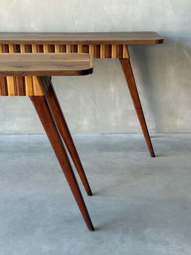 C1960 A Pair of Spanish Walnut & Beech Haberdashery Consoles
