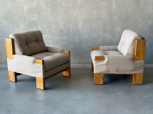 C1970 A Stylish Pair of French Armchairs by Maison Regain