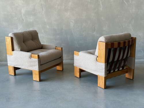 C1970 A Stylish Pair of French Armchairs by Maison Regain