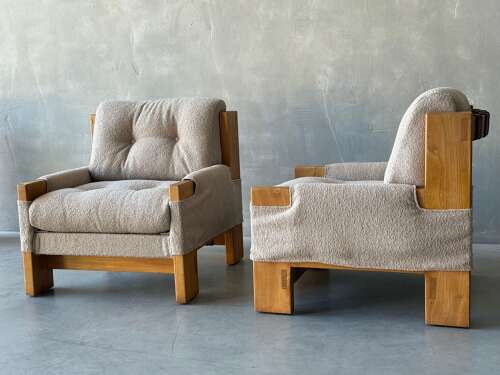 C1970 A Stylish Pair of French Armchairs by Maison Regain