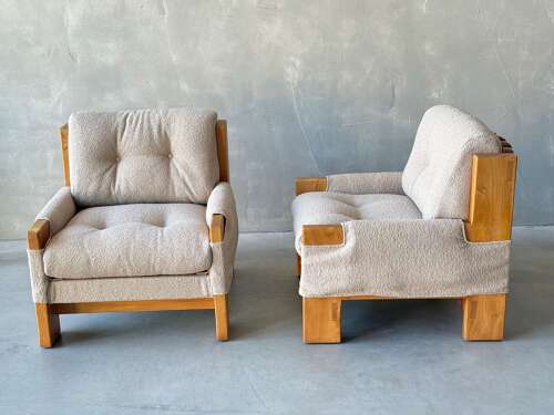 C1970 A Stylish Pair of French Armchairs by Maison Regain