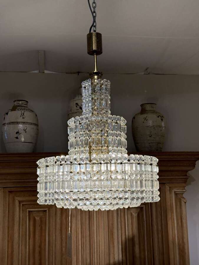 C1960 An Italian Crystal Panel Chandelier